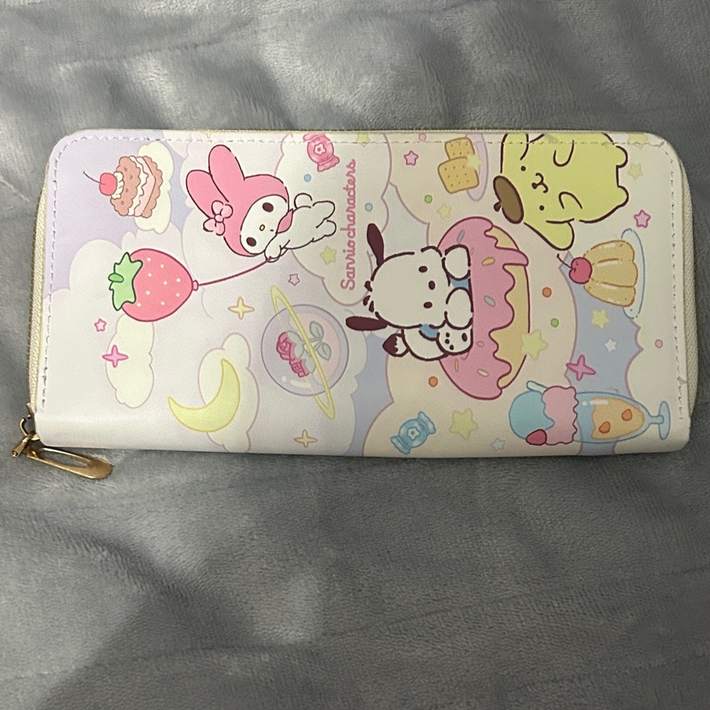 Sanrio Pastel Character Wallet with Gold Zipper
